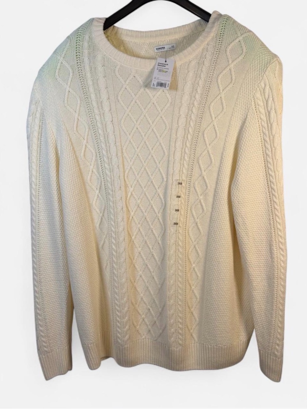 Sonoma White Cable Knit Scoop Neck Sweater NWT